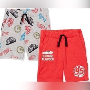 NWT Spotted Zebra Boys Kids 2 Pair Pixar Cars Shorts Red - Size Medium
